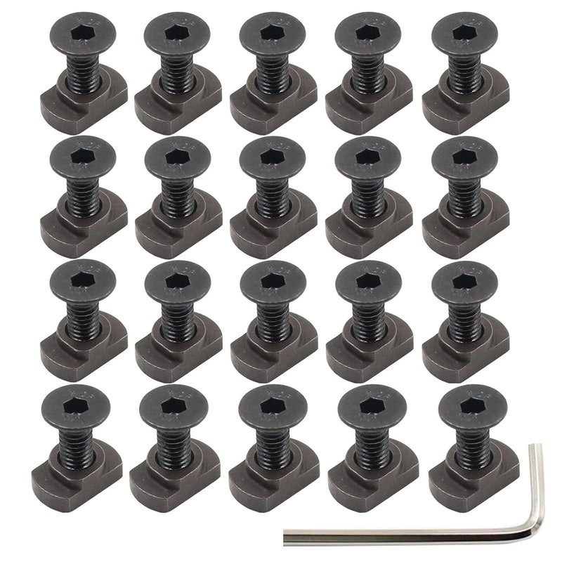 LThyzszb 24 Pack M4 Mlok T-Nuts & Screws Replacement Sets Steel, for Mlok System Accessory Installation, with Allen Key. (M4-Countersunk Head) - Image 1